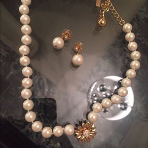 Kate Spade Pearl Necklace and Earrings set.